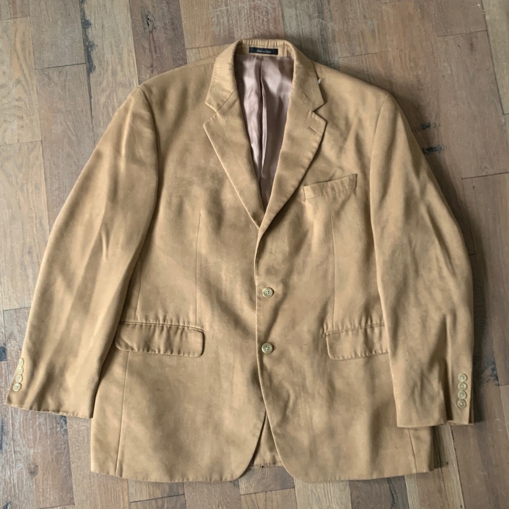 Chaps Brown Faux Suede Blazer Jacket Size 44R